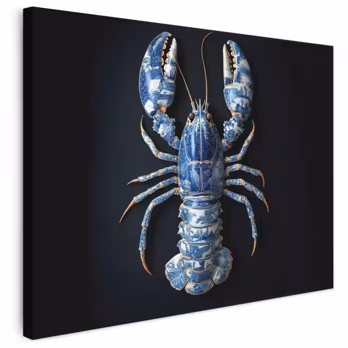 Leinwandbild - Hummer - Delfter Blau - Schild - Zäh