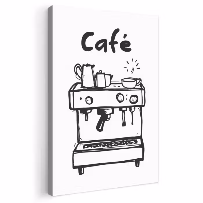 Leinwandbild - Illustration - Cafe - Kaffeemaschine - Tassen