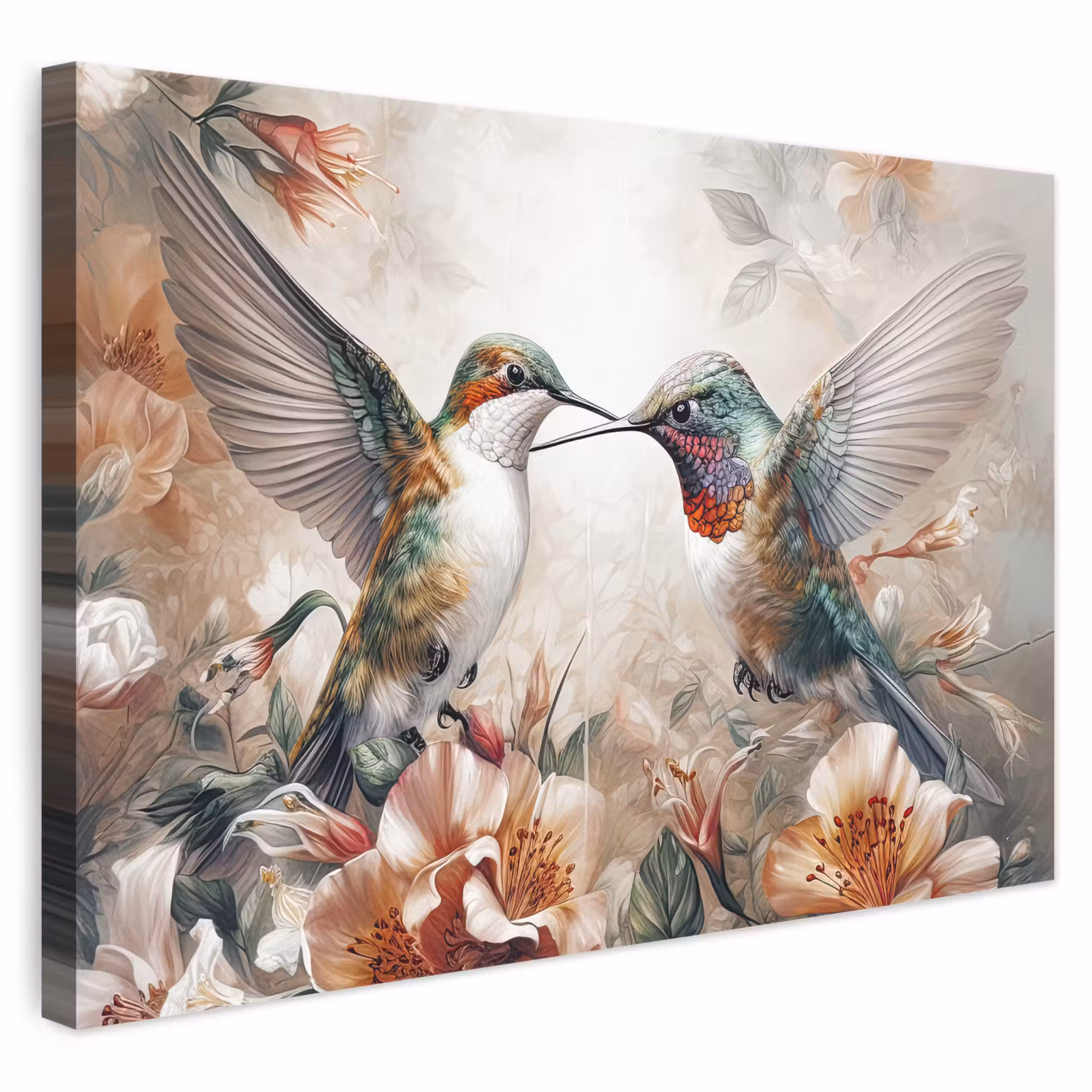 Leinwandbild - Kolibri - Vögel - Blumen - Natur