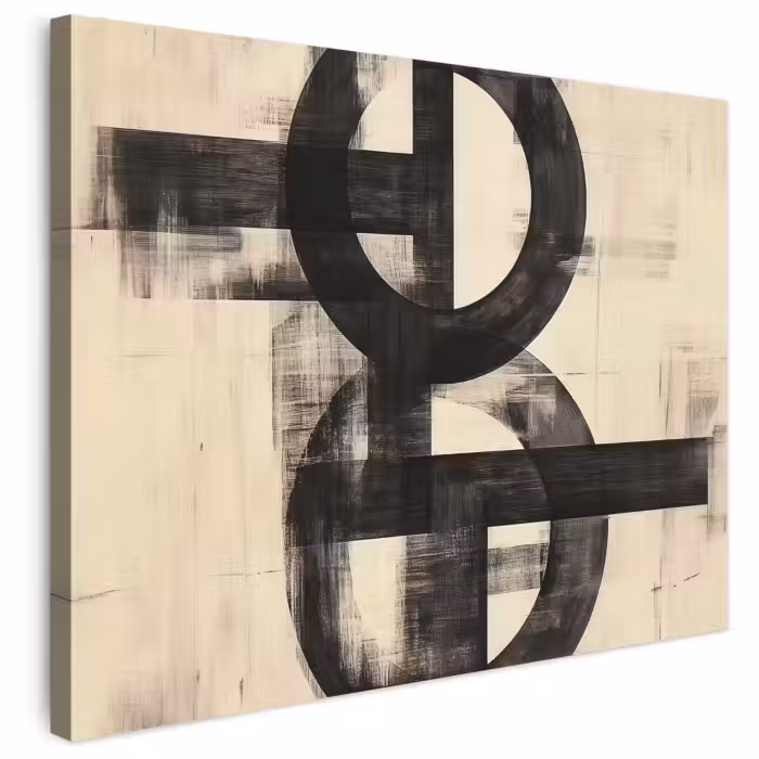 Leinwandbild - Kreise - Balken - Schwarz - Abstrakt