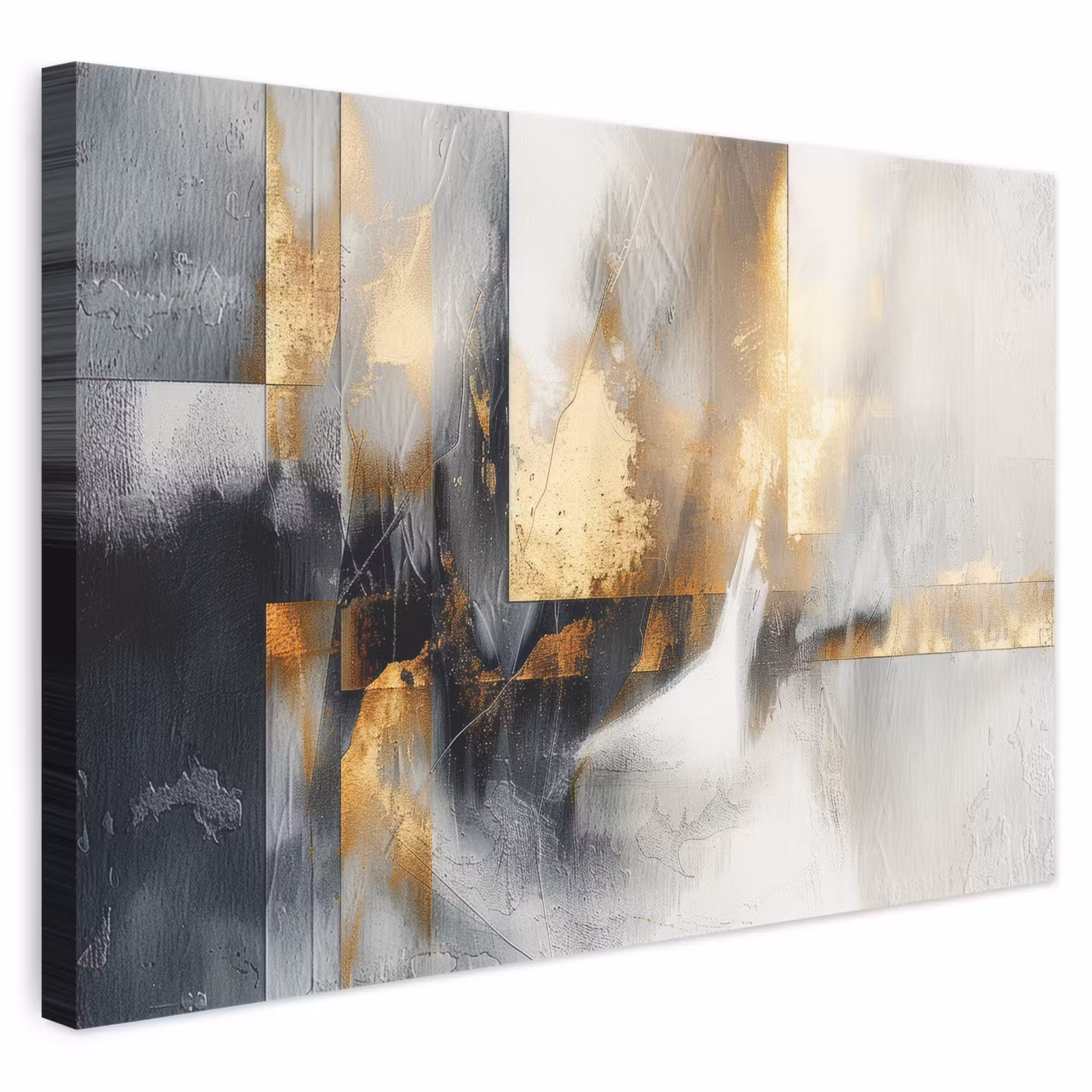 Leinwandbild - Kunst - Gold - Silber - Abstrakt