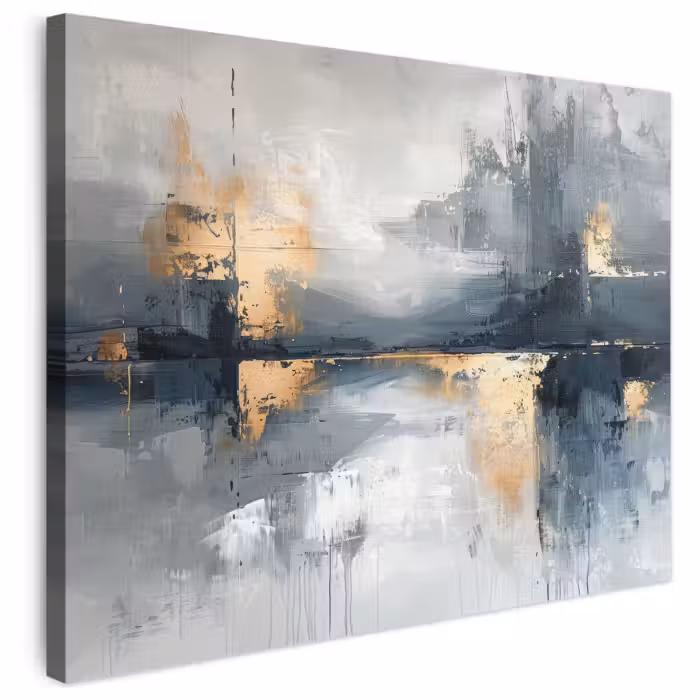 Leinwandbild - Kunst - Grau - Gold - Abstrakt