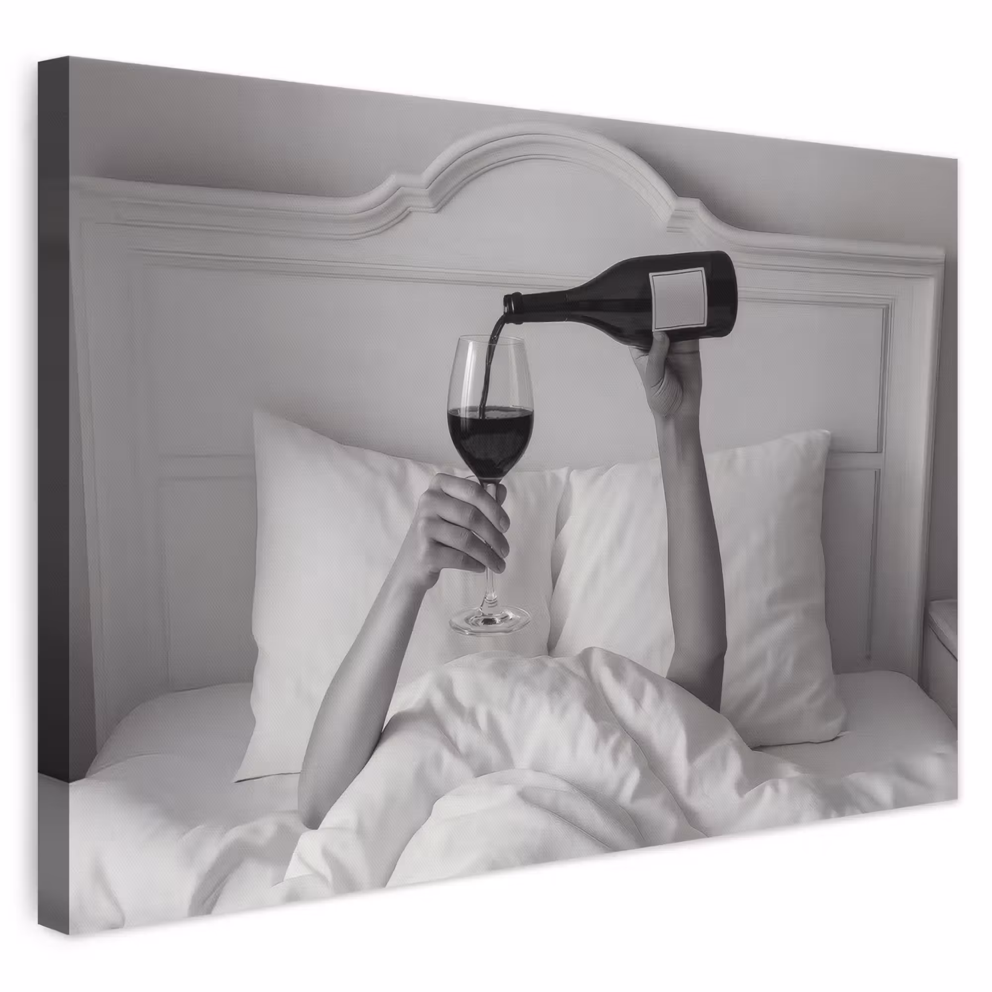 Leinwandbild - Laken - Arme - Wein - Glas