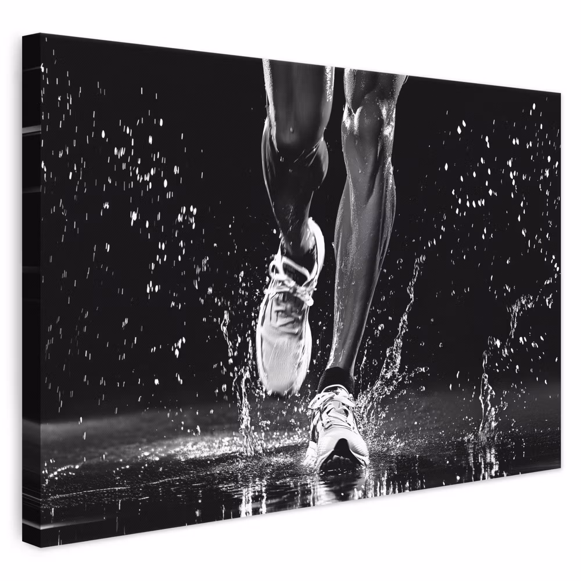 Leinwandbild - Laufschuhe - Laufen - Drops - Schwarz