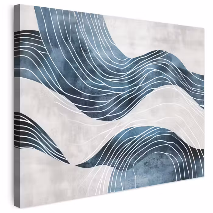 Leinwandbild - Linien - Wellen - Abstrakt - Grau