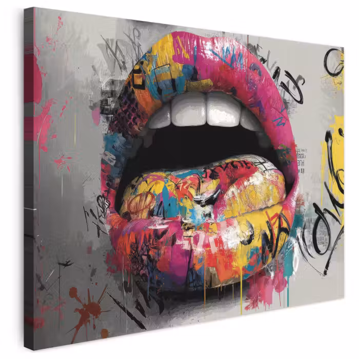 Leinwandbild - Lippen - Graffiti - Ausdrucksstark
