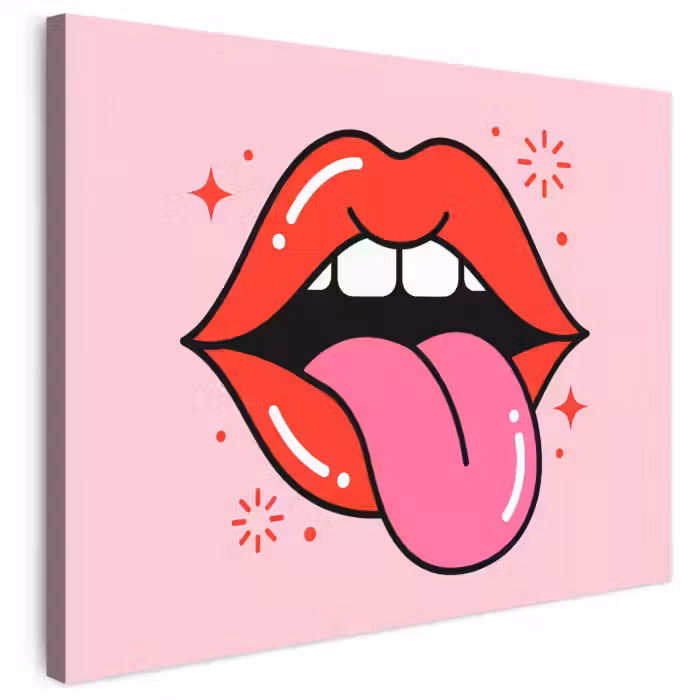 Leinwandbild - Lippen – Zunge – Pop-Art – Bunt – Rosa