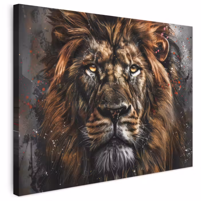 Leinwandbild - Löwe - Tiere - Porträt - Schwarz - Luxus