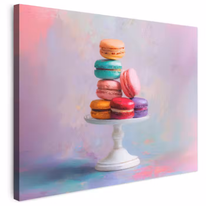 Leinwandbild - Makronen - Schale - Pastell - Farbenfroh