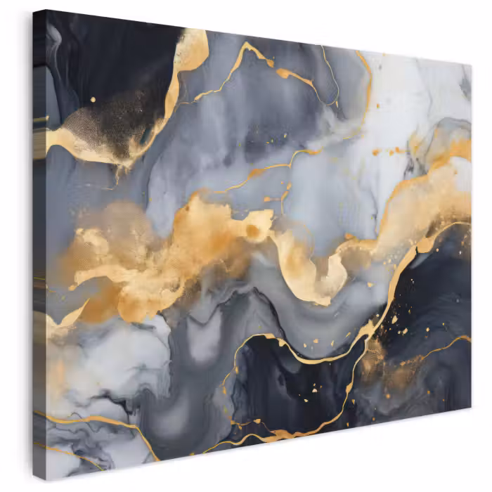 Leinwandbild - Marmor - Gold - Abstrakt - Luxus - Schwarz und Weiß