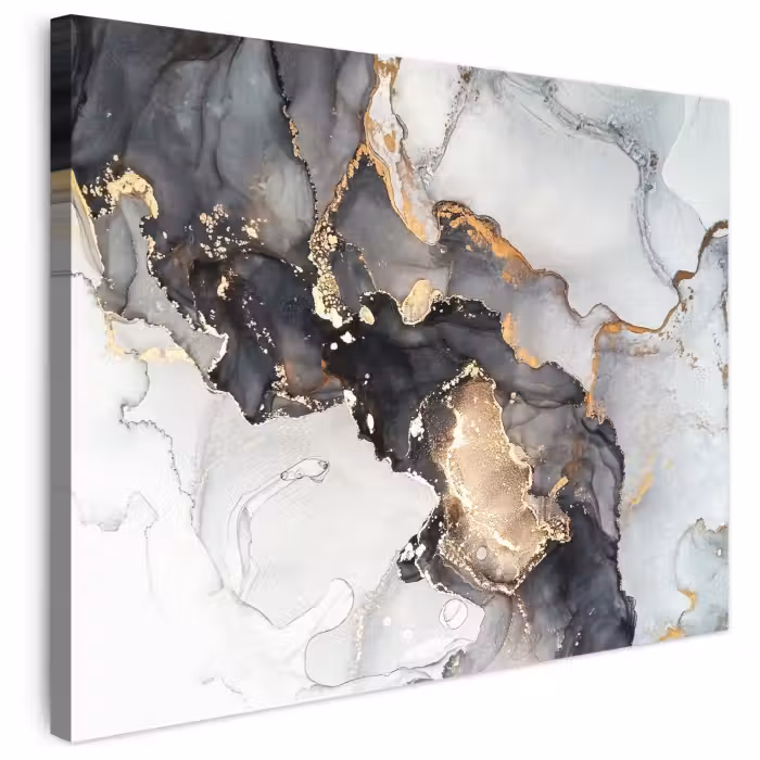 Leinwandbild - Marmor - Gold - Abstrakt - Schwarz und Weiß - Luxus