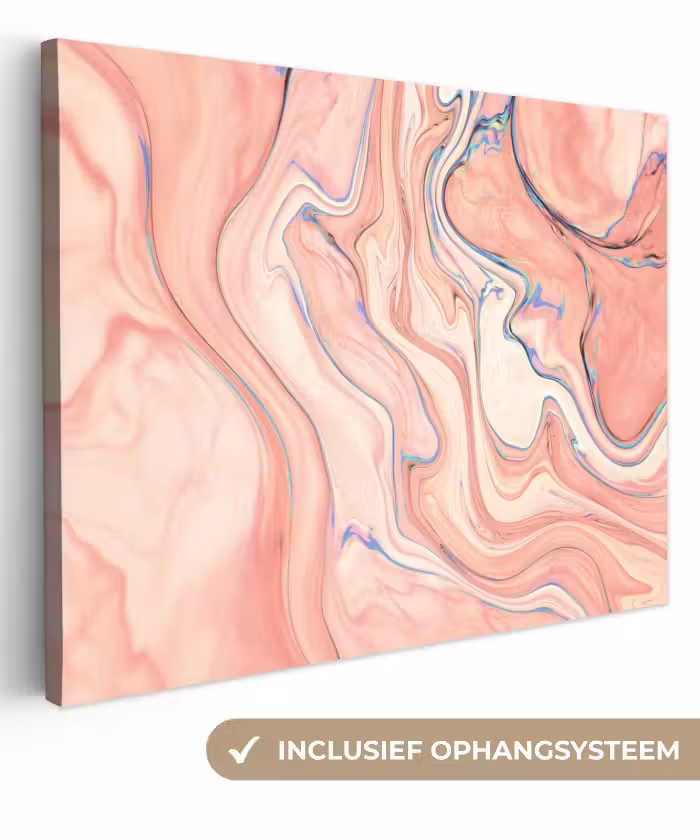 Leinwandbild - Marmor - Pastell - Rosa - Blau - Marmoroptik - Abstrakt
