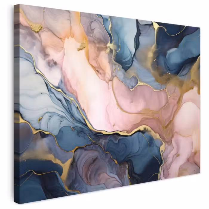 Leinwandbild - Marmor - Rosa - Blau