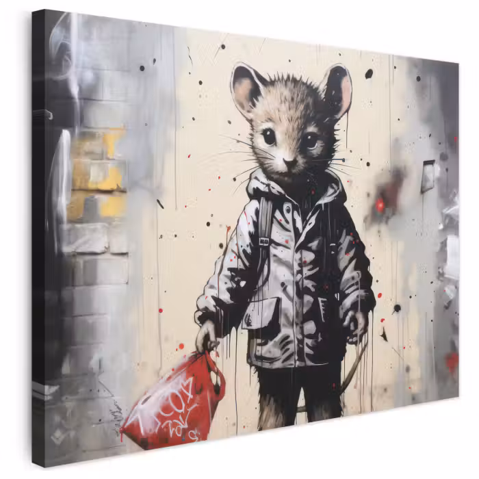 Leinwandbild - Maus - Rot - Graffiti