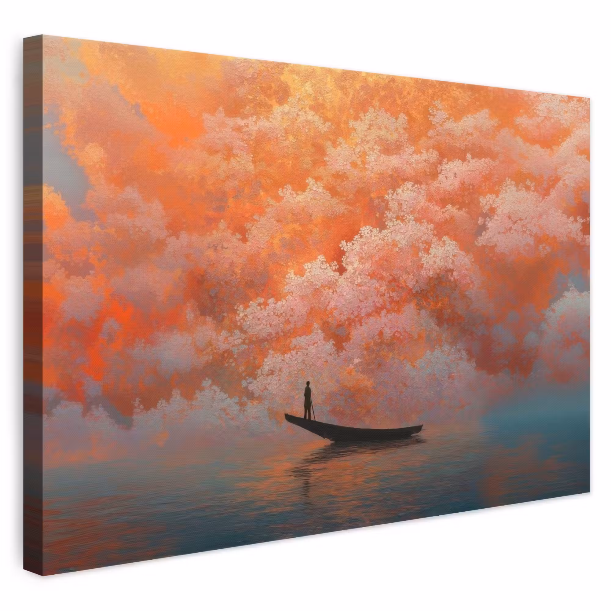 Leinwandbild - Meer - Boot - Wolken - Orange