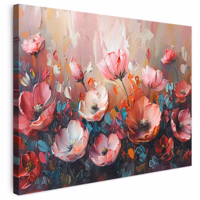 Leinwandbild - Mohnblumen - Rosa - Blumen - Botanisch - Kunst