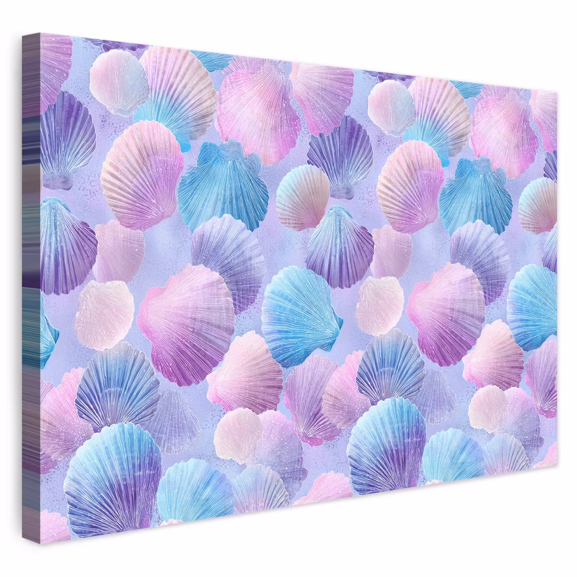 Leinwandbild - Muscheln - Lila - Blau - Muster