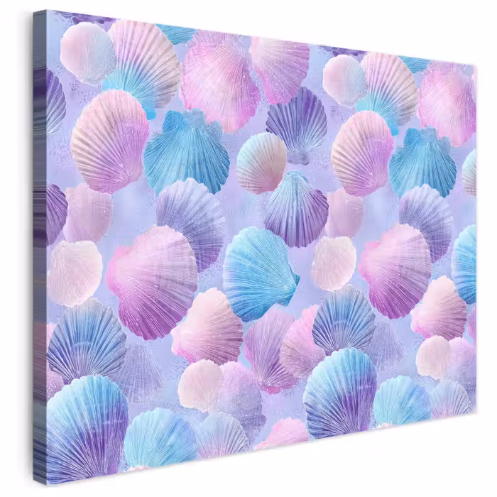 Leinwandbild - Muscheln - Lila - Blau - Muster