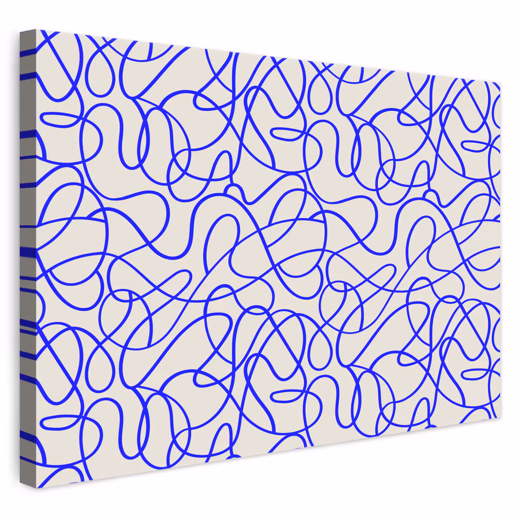 Leinwandbild - Muster - Beige - Blau - Linien