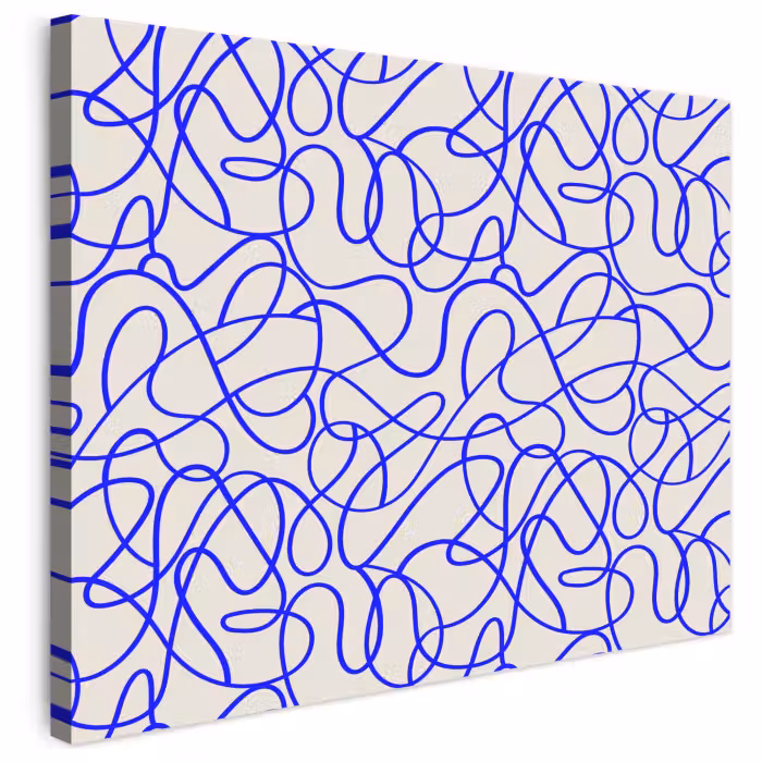 Leinwandbild - Muster - Beige - Blau - Linien