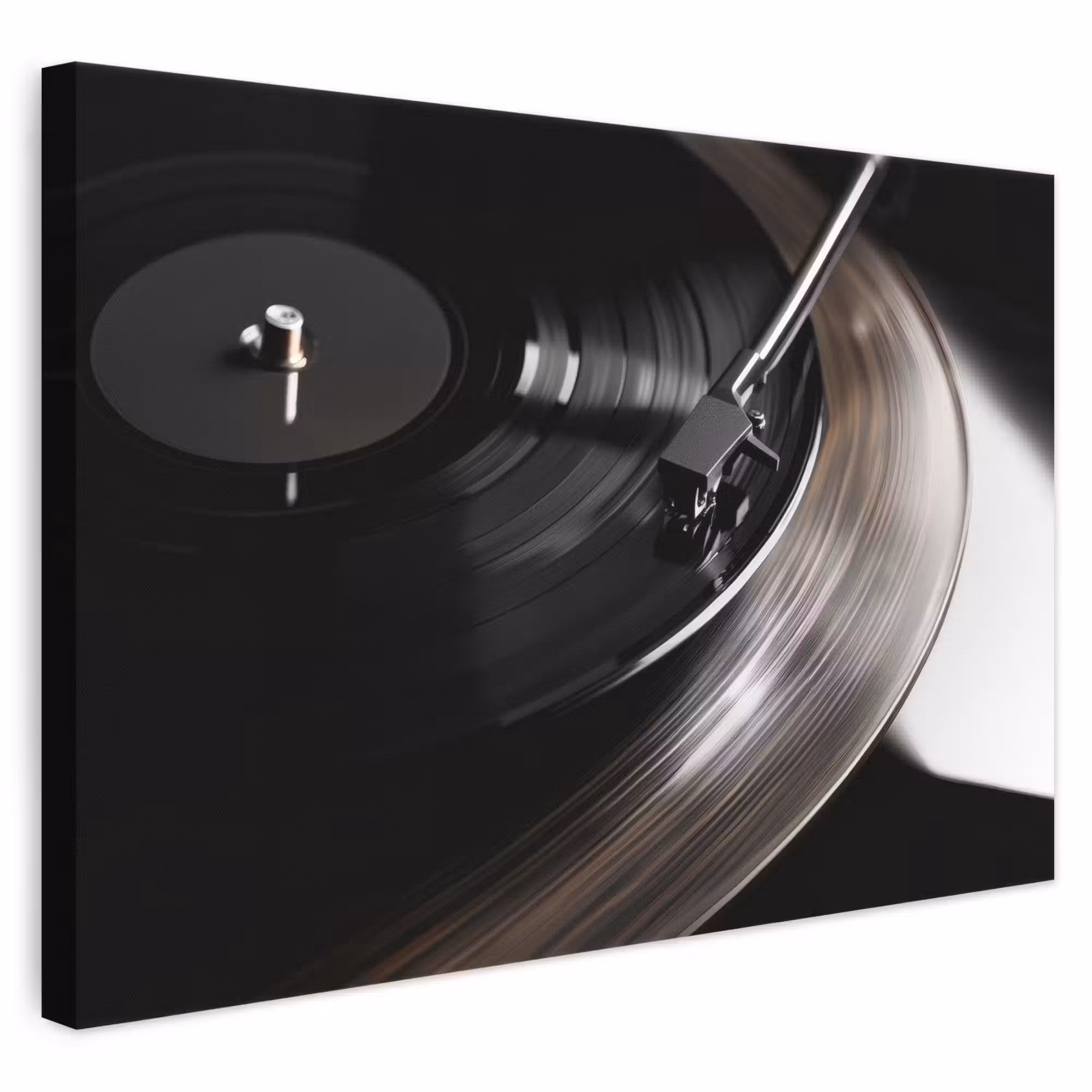 Leinwandbild - Nahaufnahme - Vinyl-Schallplattenspieler - Schwarz