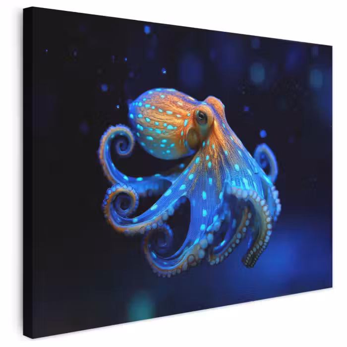 Leinwandbild - Oktopus - Punkte - Blau - Meer