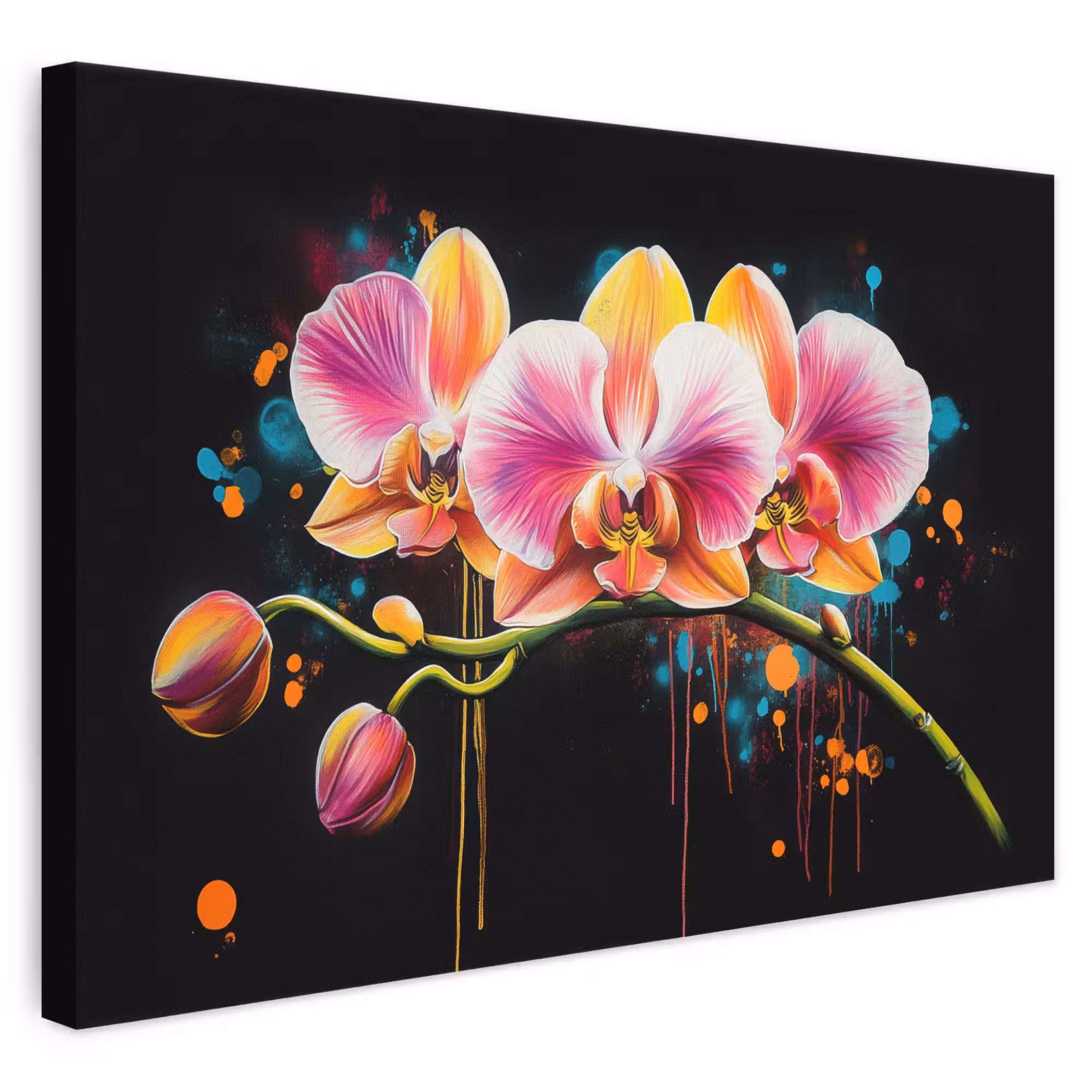 Leinwandbild - Orchidee - Graffiti - Farbenfroh - Blumen - Abstrakt