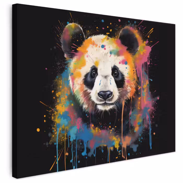 Leinwandbild - Panda - Graffiti - Tiere - Schwarz - Farben