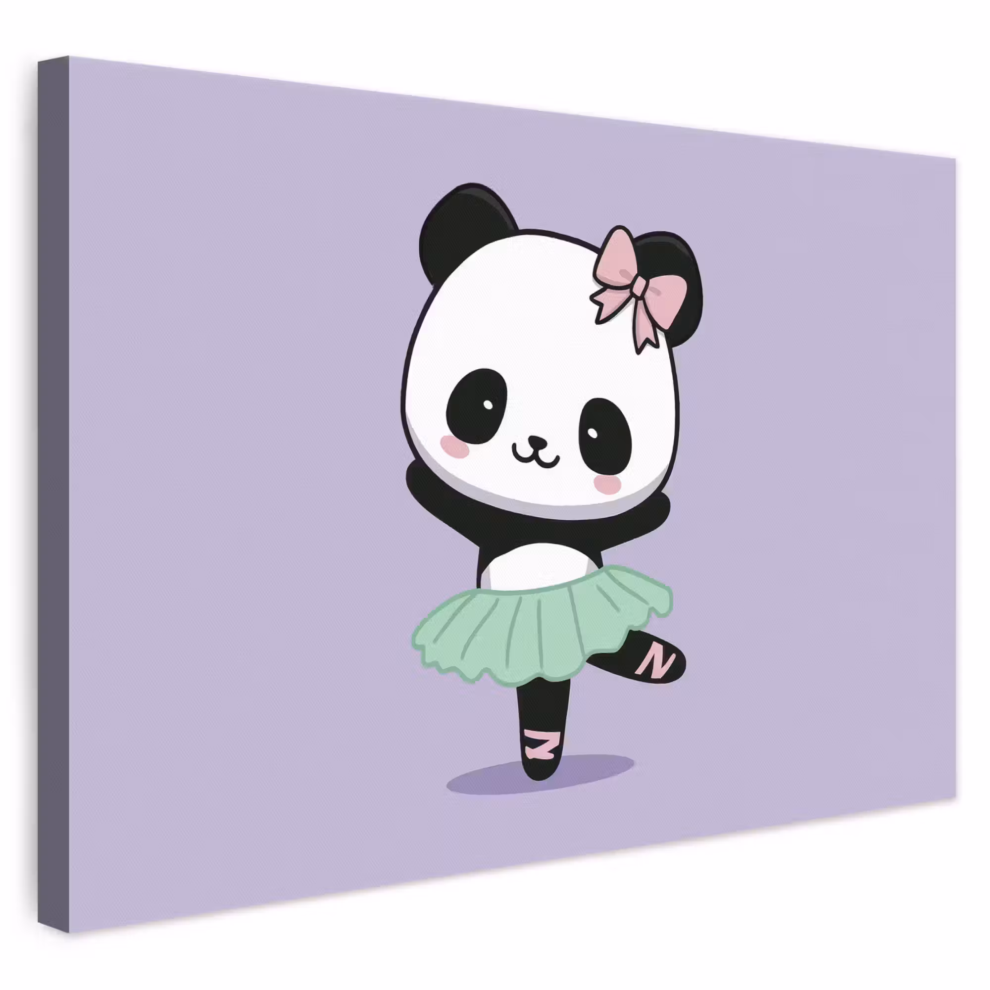 Leinwandbild - Panda - Lila - Verschnörkelt - Kawaii