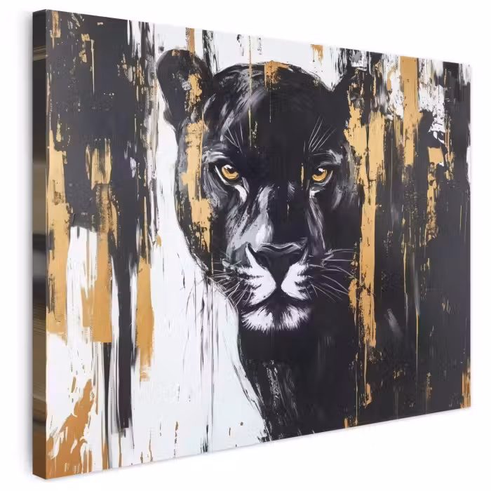 Leinwandbild - Panther - Schwarz - Abstrakt - Pinselstriche