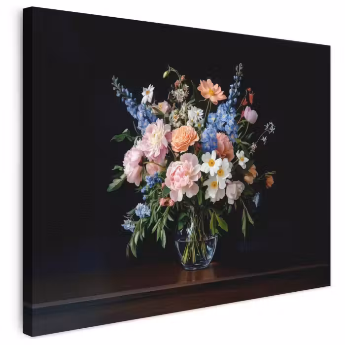 Leinwandbild - Pastell - Blumen - Vase