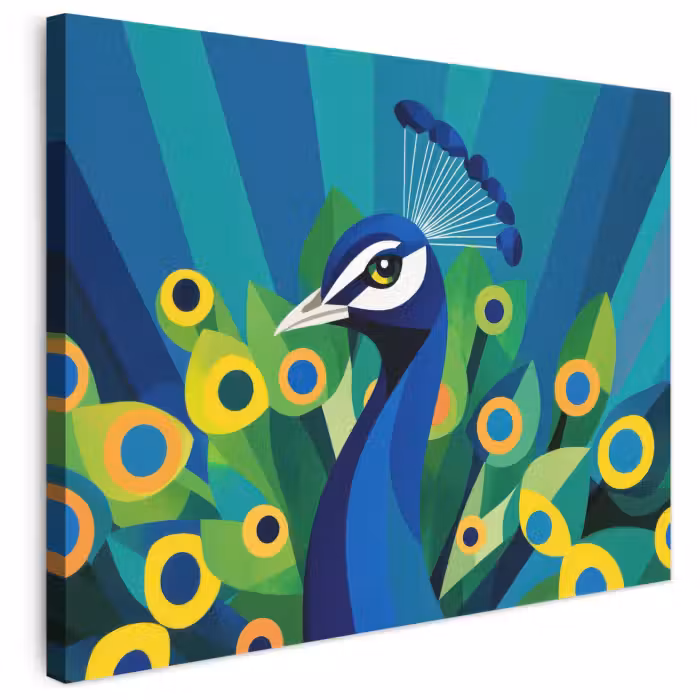 Leinwandbild - Pfau - Kreise - Blau