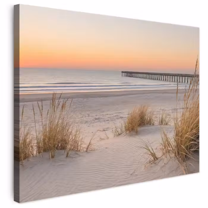 Leinwandbild - Pier - Sonnenuntergang - Strand