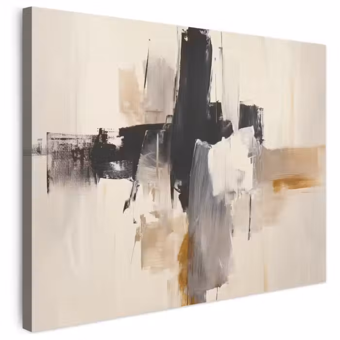 Leinwandbild - Pinselstriche - Grob - Abstrakt - Beige