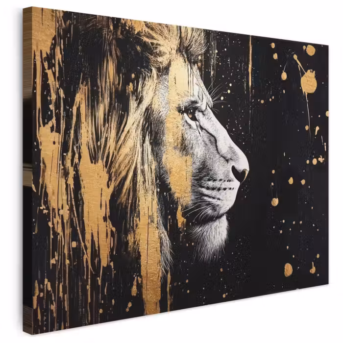 Leinwandbild - Porträt - Löwe - Abstrakt - Gold