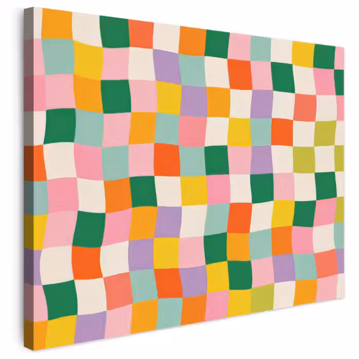 Leinwandbild - Quadrate - Bunt - Gewellt