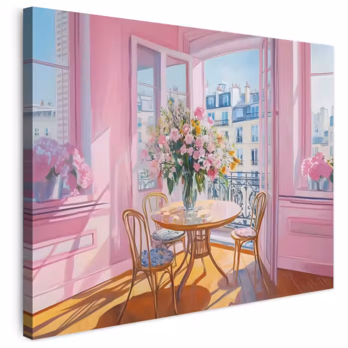 Leinwandbild - Rosa - Stadt - Blumen