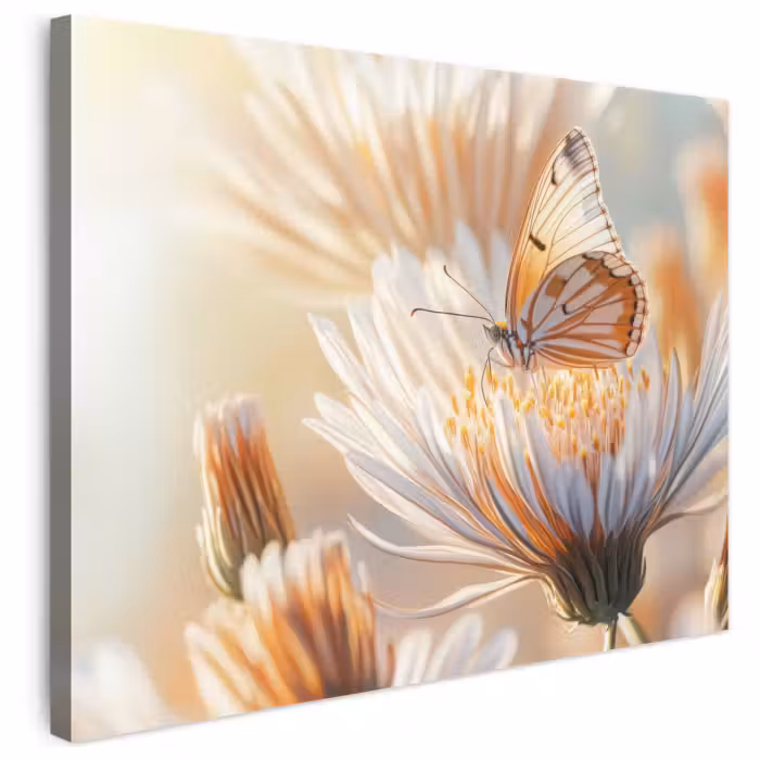 Leinwandbild - Schmetterling - Blume - Orange