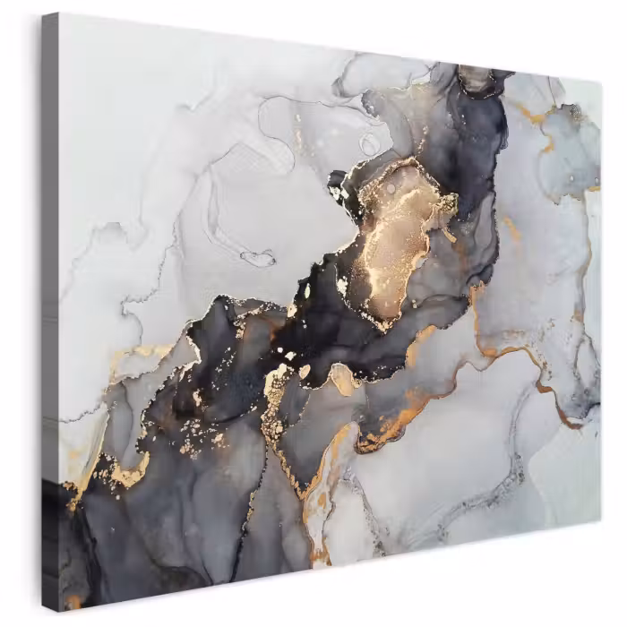 Leinwandbild - Schwarz - Marmor - Luxus - Gold