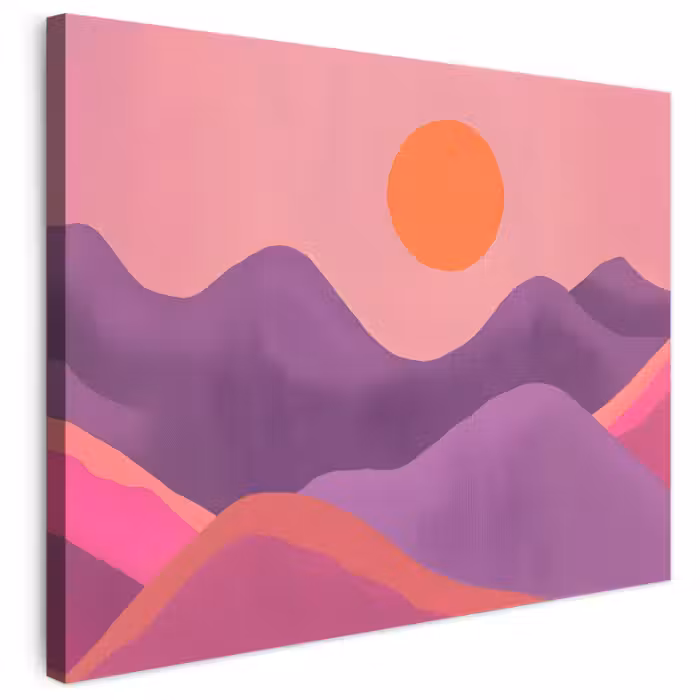 Leinwandbild - Sonne - Hügel - Lila - Abstrakt