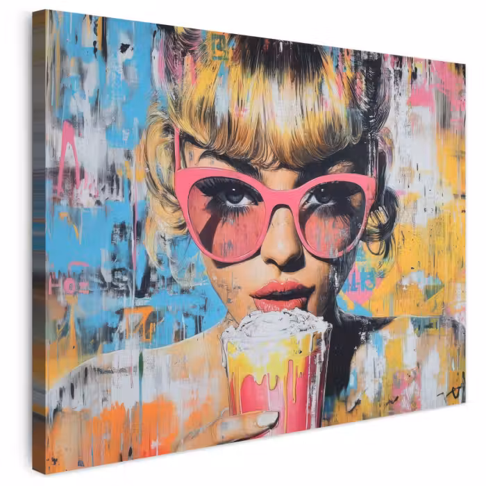 Leinwandbild - Sonnenbrille - Frau - Bunt - Farbspritzer