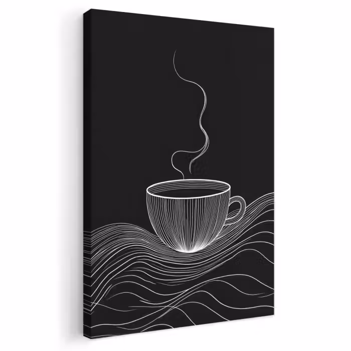 Leinwandbild - Strichzeichnung - Kaffeetasse - Schwarz