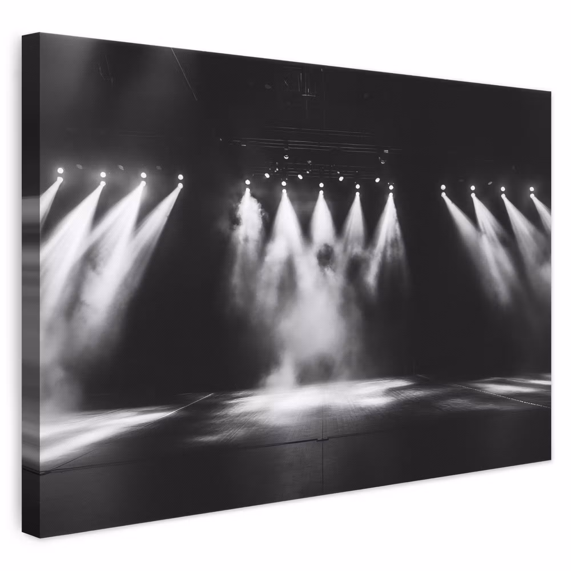 Leinwandbild - Theatersaal – Nebel – Scheinwerfer – Schwarz