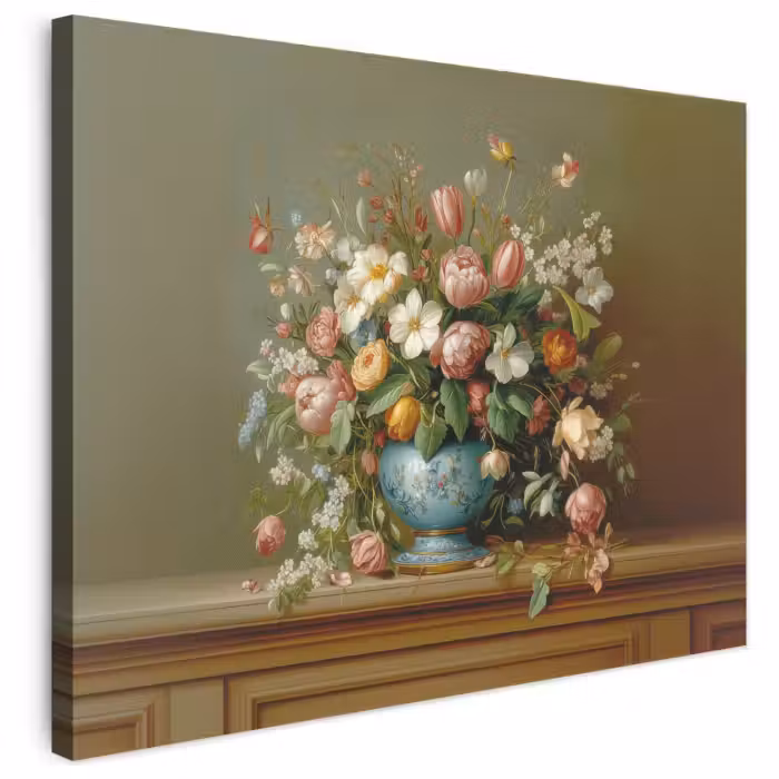 Leinwandbild - Vase - Pastell - Farben - Blumen