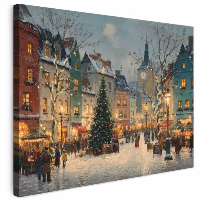 Leinwandbild - Weihnachtliche Atmosphäre - City Square - Farbenfroh