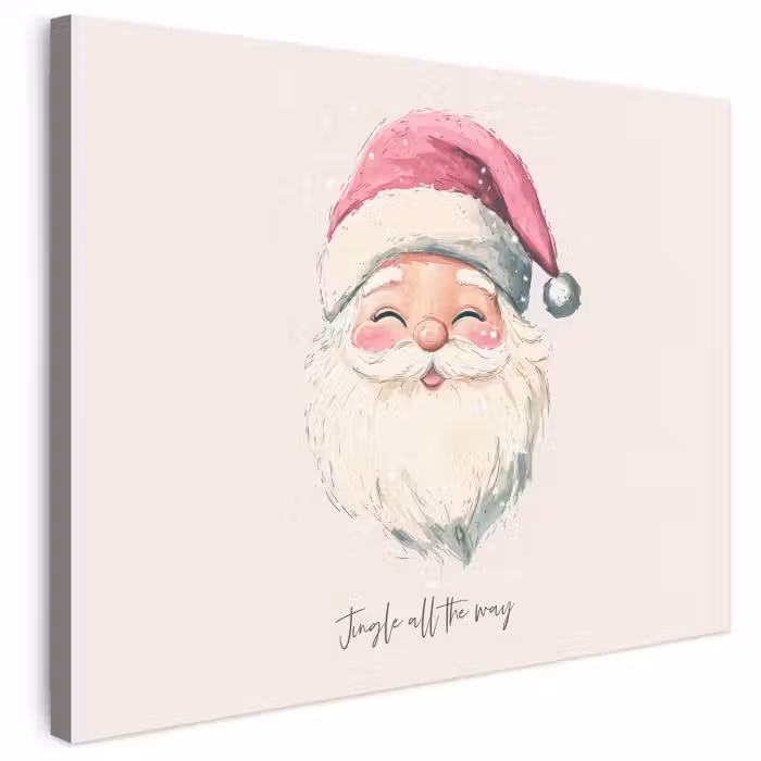 Leinwandbild - Weihnachtsmann - Weihnachten - Zitat - Beige