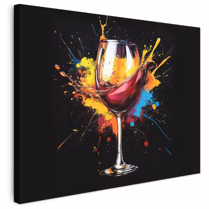 Leinwandbild - Wein - Glas - Graffiti - Getränk - Rot - Farbe