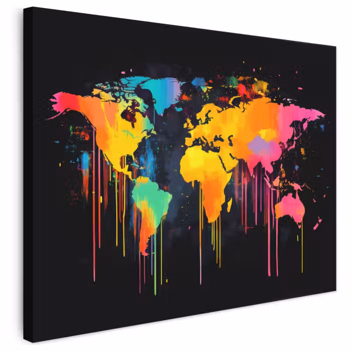 Leinwandbild - Weltkarte - Farbe - Bunt - Graffiti - Welt