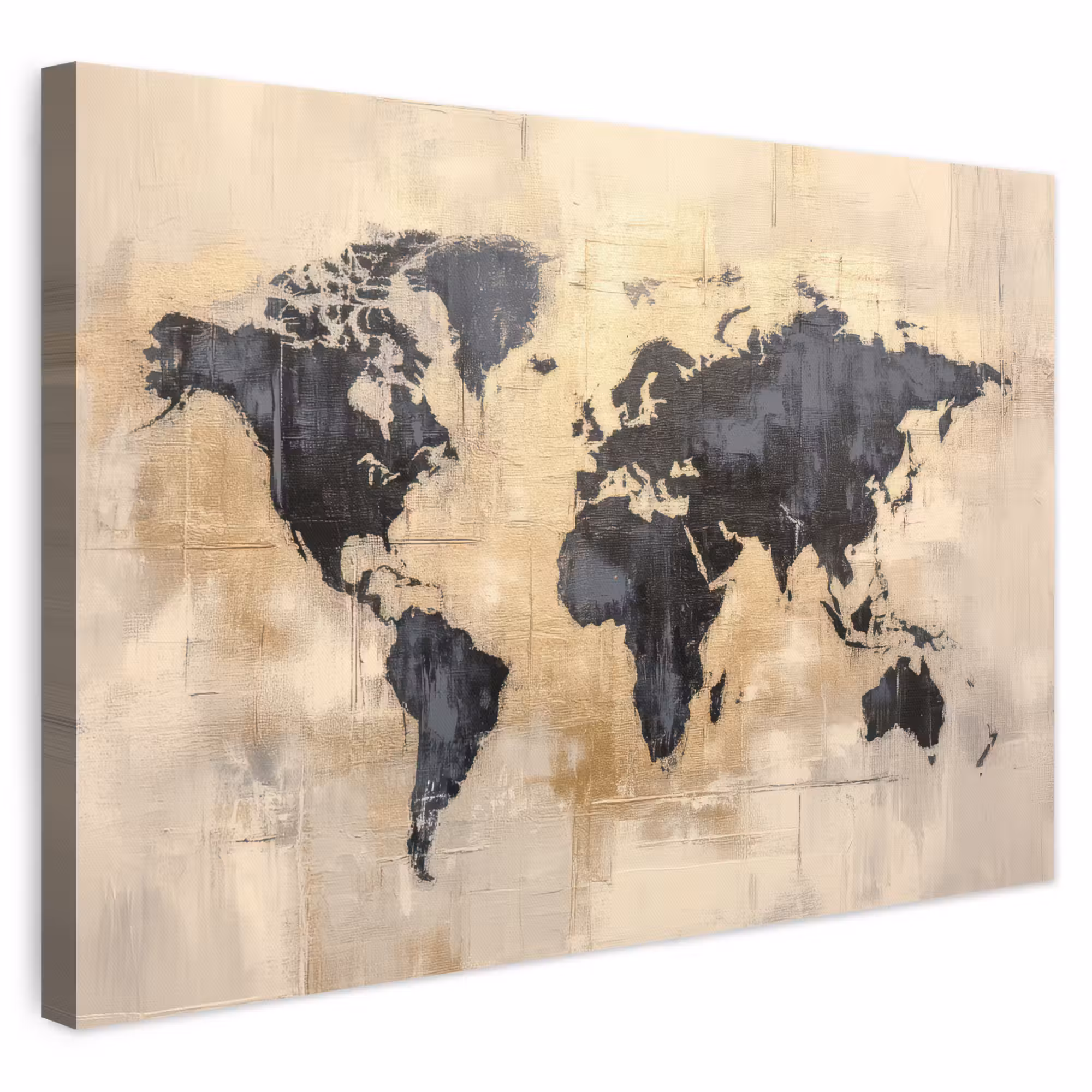 Leinwandbild - Weltkarte - Gold - Schwarz - Abstrakt