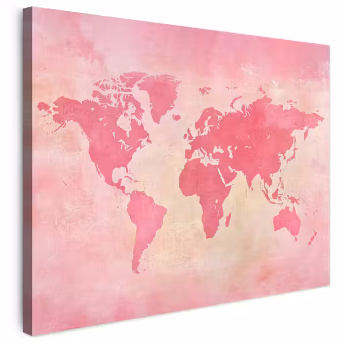 Leinwandbild - Weltkarte - Rosa - Unscharf